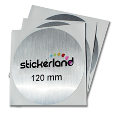 Rundt klistremerke børstet stål look