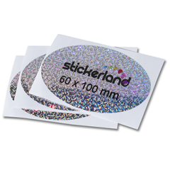 Oval metal flake klistremerker 