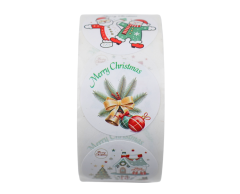 Merry Christmas runde juleklistremerker på rull, 25 mm, 500 stk per rull